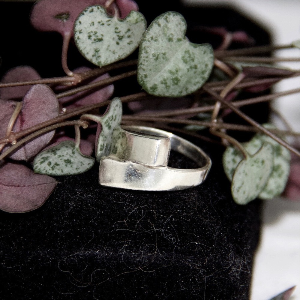 Modernist Sterling‎ Silver 925 Geometric Bypass Bar Ring Size 5.5 Minimalist